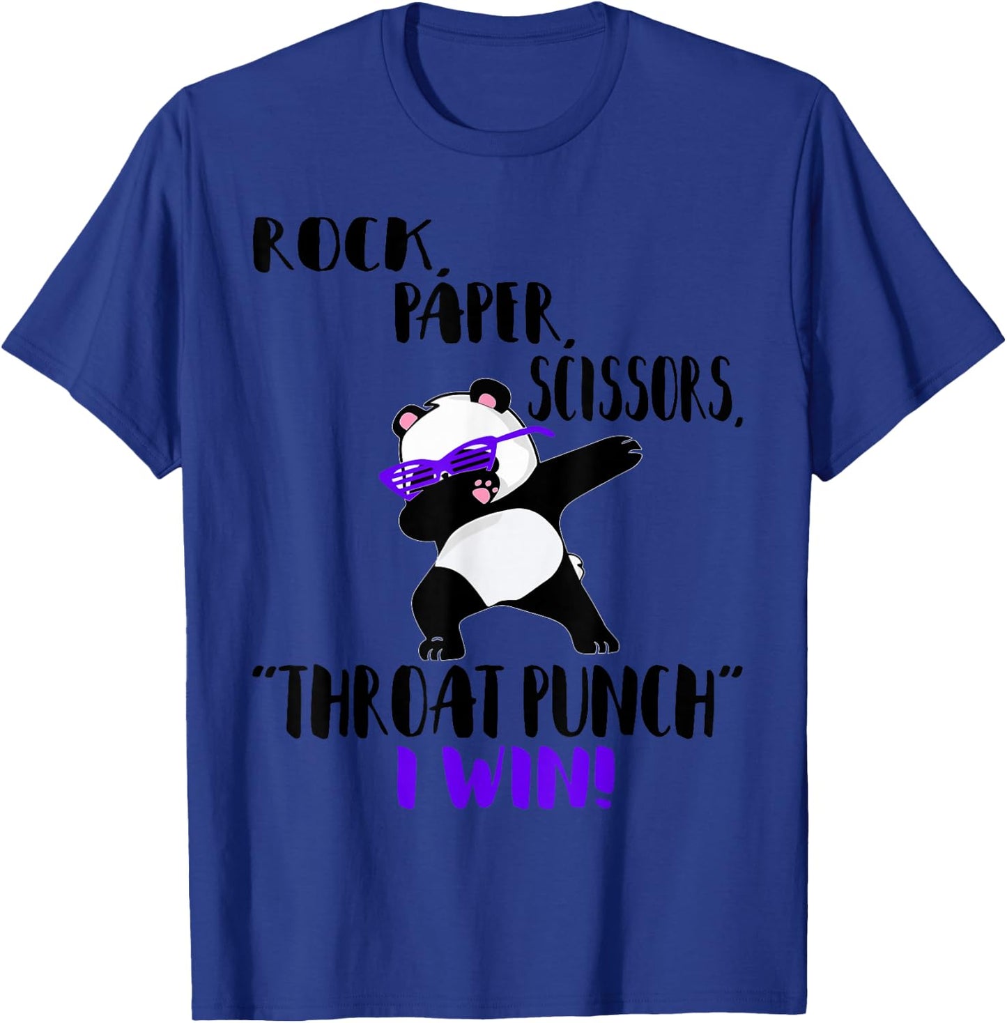 Funny Panda Rock Paper Scissors Throat Punch I Win T-Shirt - T-Shirt | Royal