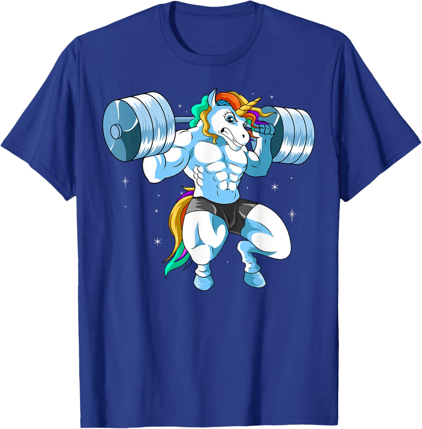 Weightlifter Barbell - Fitness Gym Weightlifing Unicorn T-Shirt - T-Shirt | Royal