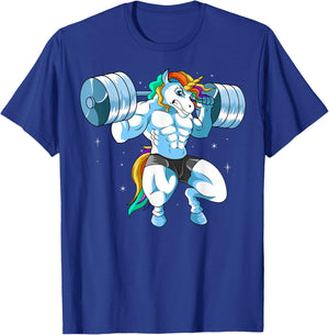 Weightlifter Barbell - Fitness Gym Weightlifing Unicorn T-Shirt - T-Shirt | Royal