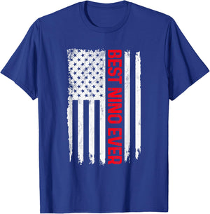 Best Nino Ever American flag Funny Papa Grandpa T-Shirt - T-Shirt | Royal
