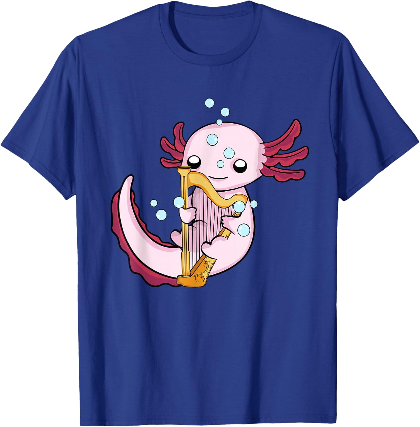 Harp Player Musician Girls Harpist Axolotl Lover Harp T-Shirt - T-Shirt | Royal