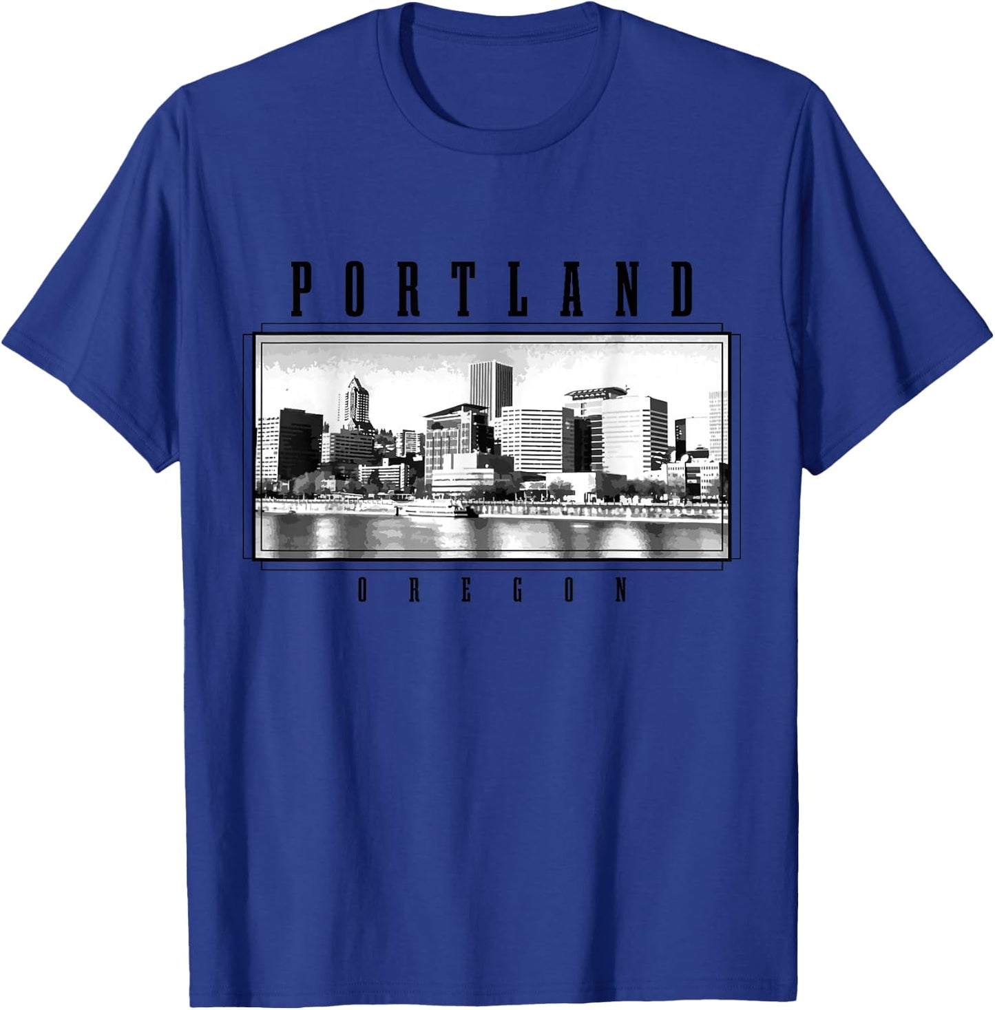 Portland Oregon Vintage Skyline USA America Souvenir T-Shirt - T-Shirt | Royal