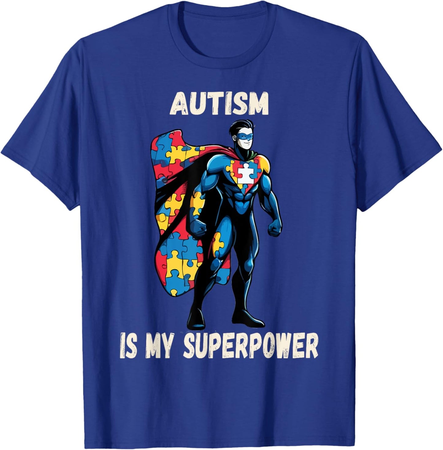 Children's Funny Autism Awareness SuperPower , Black, S T-Shirt - T-Shirt | Royal