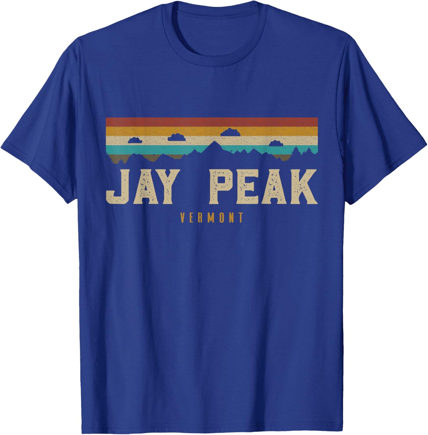 Jay Peak Vintage Mountains Hiking Camping Vermont Retro T-Shirt - T-Shirt | Royal