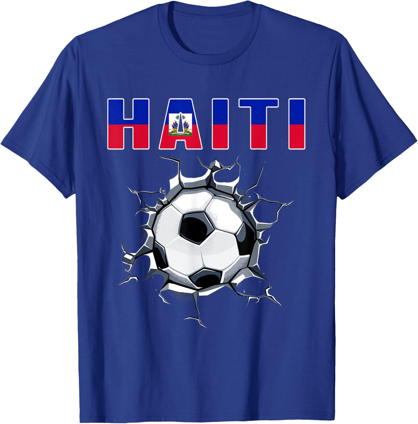 Haiti Soccer Fans Jersey Haitian Football In Cracked Wall T-Shirt - T-Shirt | Royal