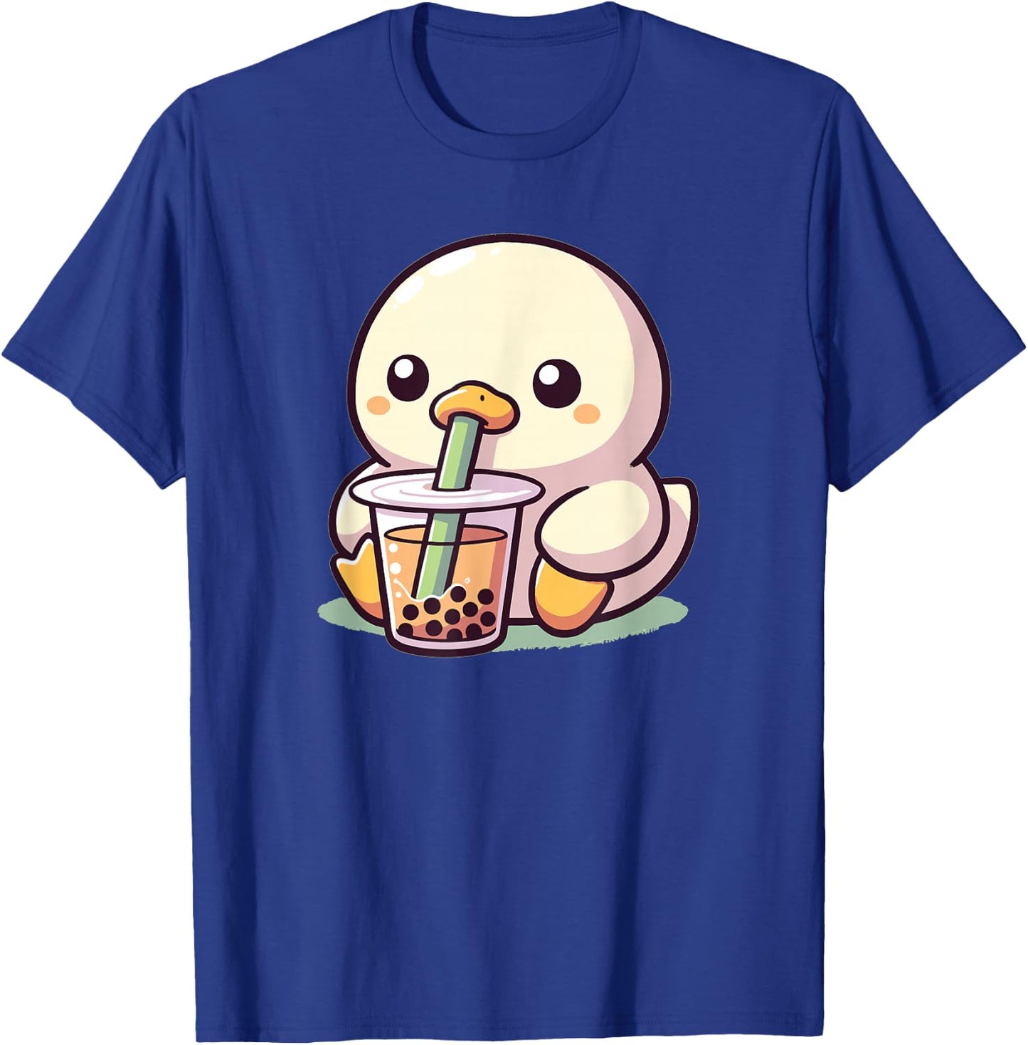 Discover Animal Designs In Kawaii Style Here Women's Kawaii Duck Bubble Tea Boba Duck Black Small Regular Fit Short Sleeve Cotton 65% Polyester 35% T-Shirt - T-Shirt | Royal