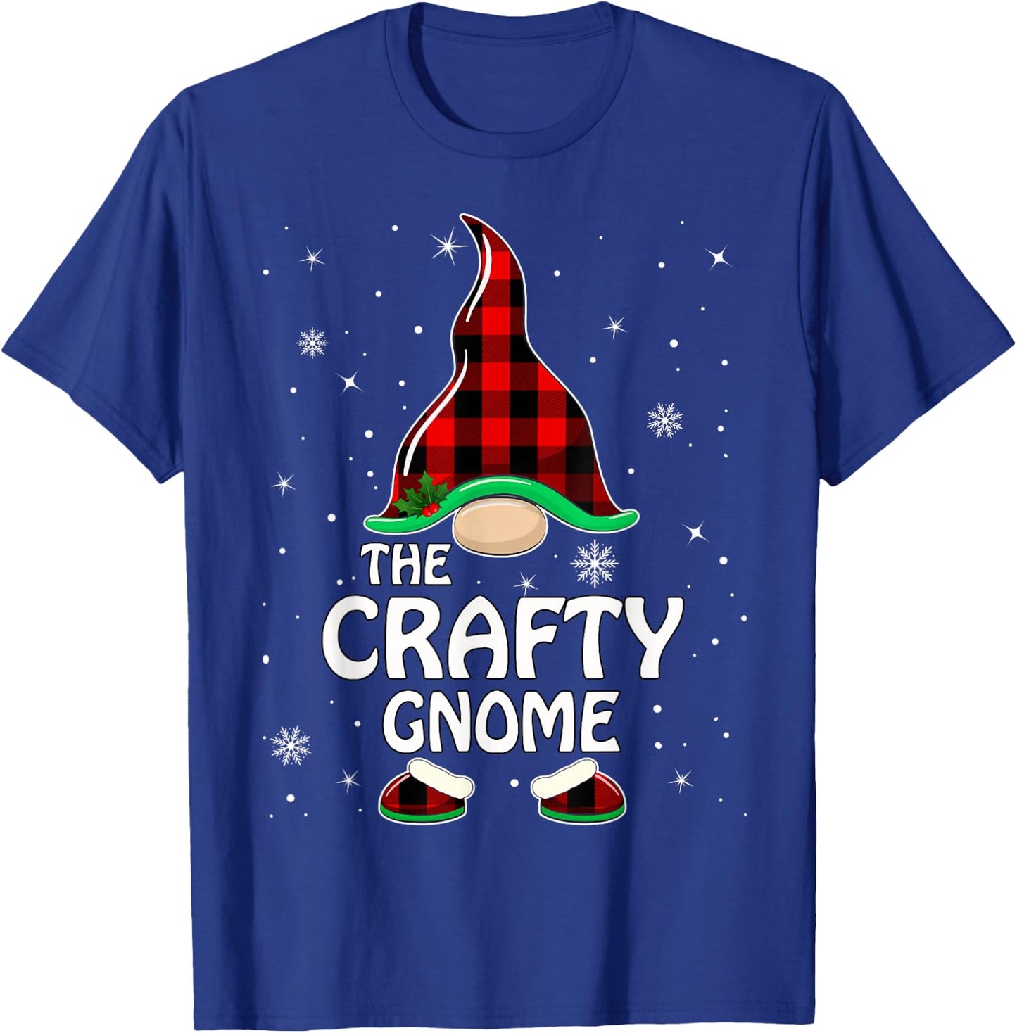 Crafty Gnome Buffalo Plaid Matching Family Christmas Pajama T-Shirt - T-Shirt | Royal