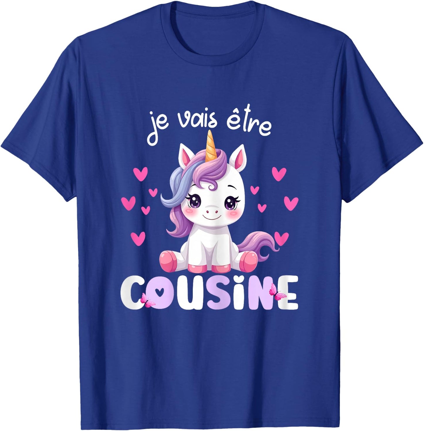 I Will Be Cousin Unicorn Announcement Pregnancy Cousin , Black, Female X-Small T-Shirt - T-Shirt | Royal