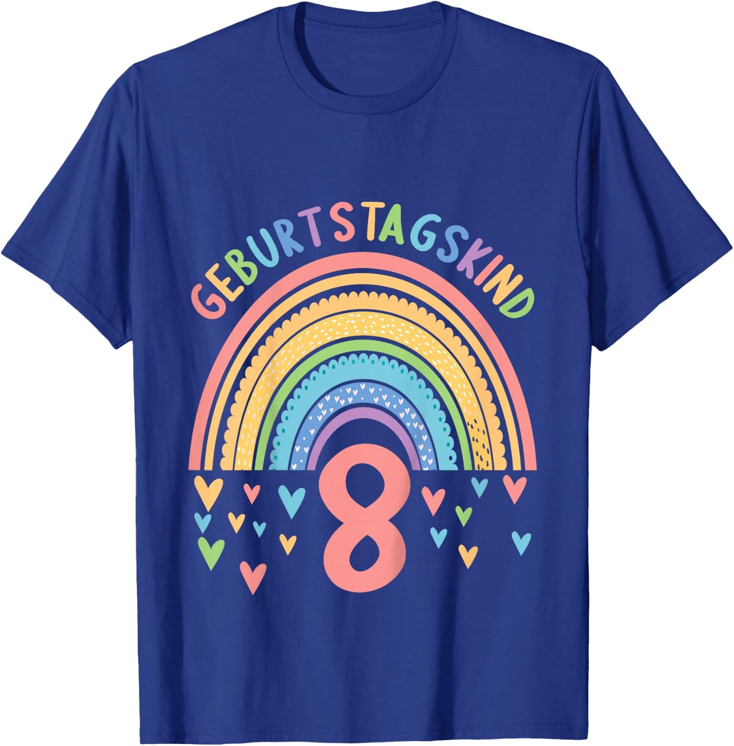 8 Jahre alt Junge Mädchen Rainbow Regenbogen 8. Geburtstag T-Shirt - T-Shirt | Royal