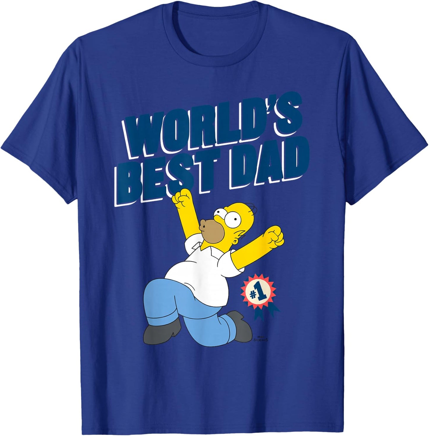 The Simpsons Father's Day World's Best Dad #1 Happy Homer T-Shirt - T-Shirt | Royal