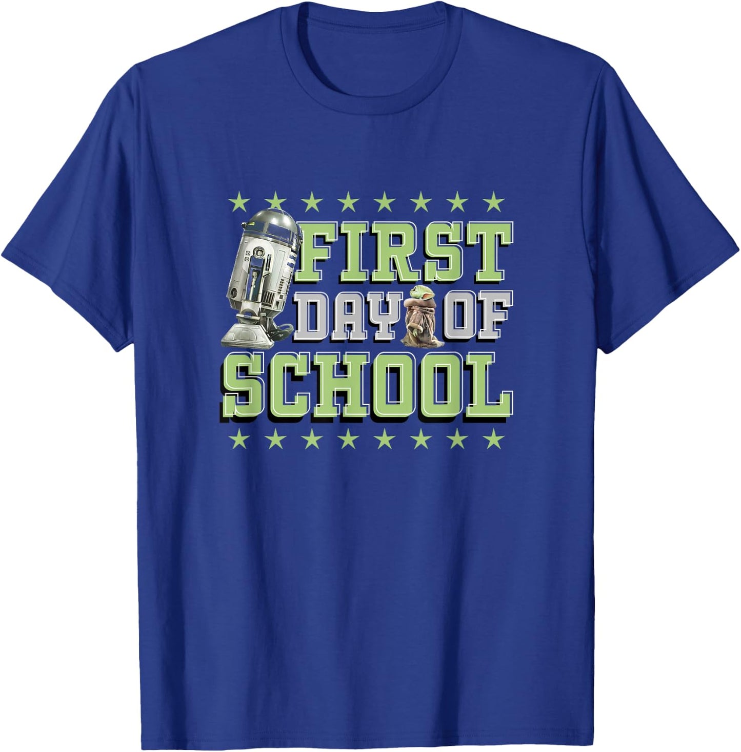 Star Wars: The Mandalorian Grogu R2-D2 First Day Of School T-Shirt - T-Shirt | Royal