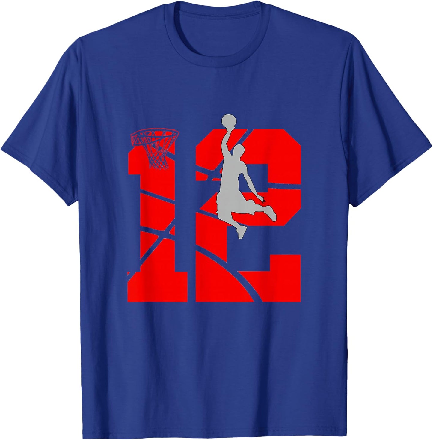12 Year Old 12th Basketball Birthday PartyTheme Boys Girls T-Shirt - T-Shirt | Royal