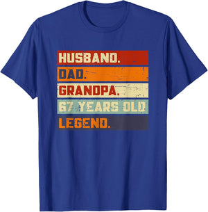 Husband Dad Grandpa Legend 67 Years Old T-Shirt - T-Shirt | Royal
