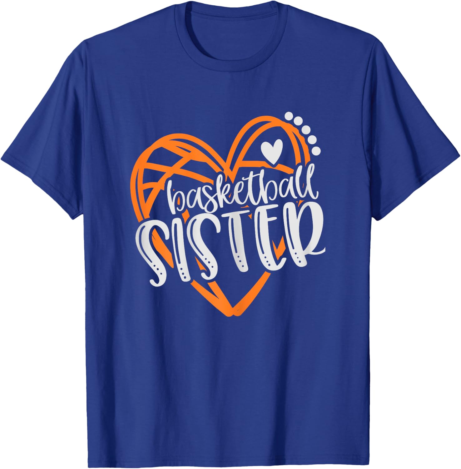 Girls Basketball Sister Heart Distressed T-Shirt - T-Shirt | Royal