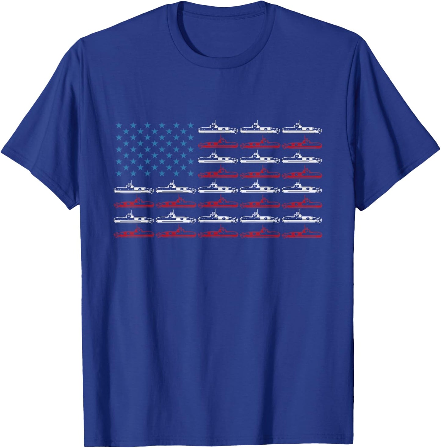 Vintage Submarine American Flag 4th of July T-Shirt - T-Shirt | Royal