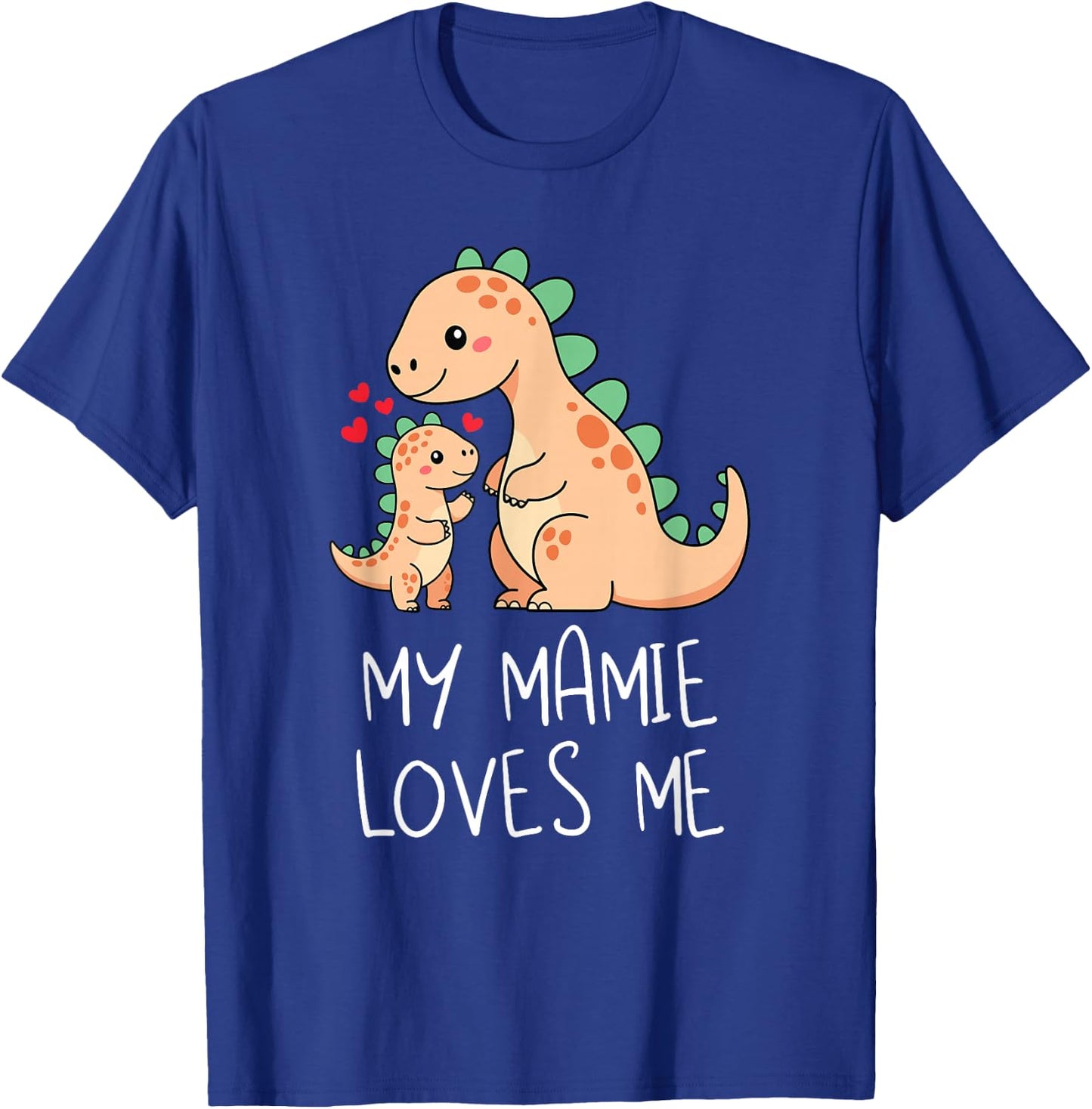Baby Dino and Grandma My Mamie Loves Me Funny Dinosaur T-Shirt - T-Shirt | Royal