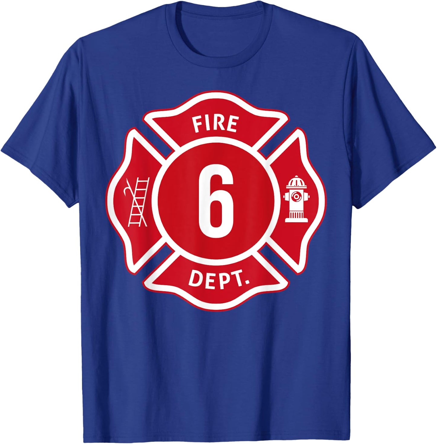 Kids Fire Truck 6th Birthday Boy Firefighter 6 Year Old T-Shirt - T-Shirt | Royal