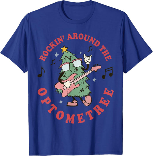 Rocking Around Optometree Funny Christmas Tree Optometry Eye T-Shirt - T-Shirt | Royal