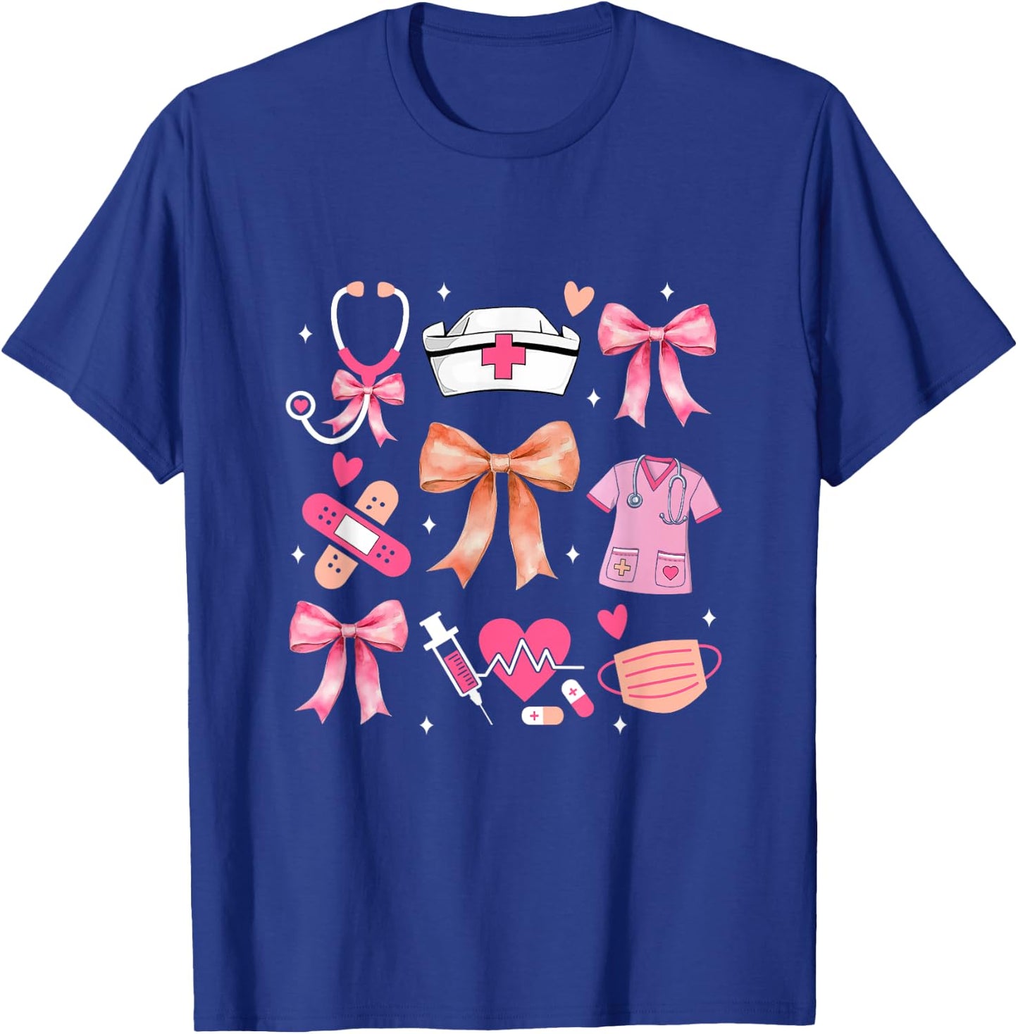 Cute Pink Coquette Bow Nurse Life Nursing Design T-Shirt - T-Shirt | Royal