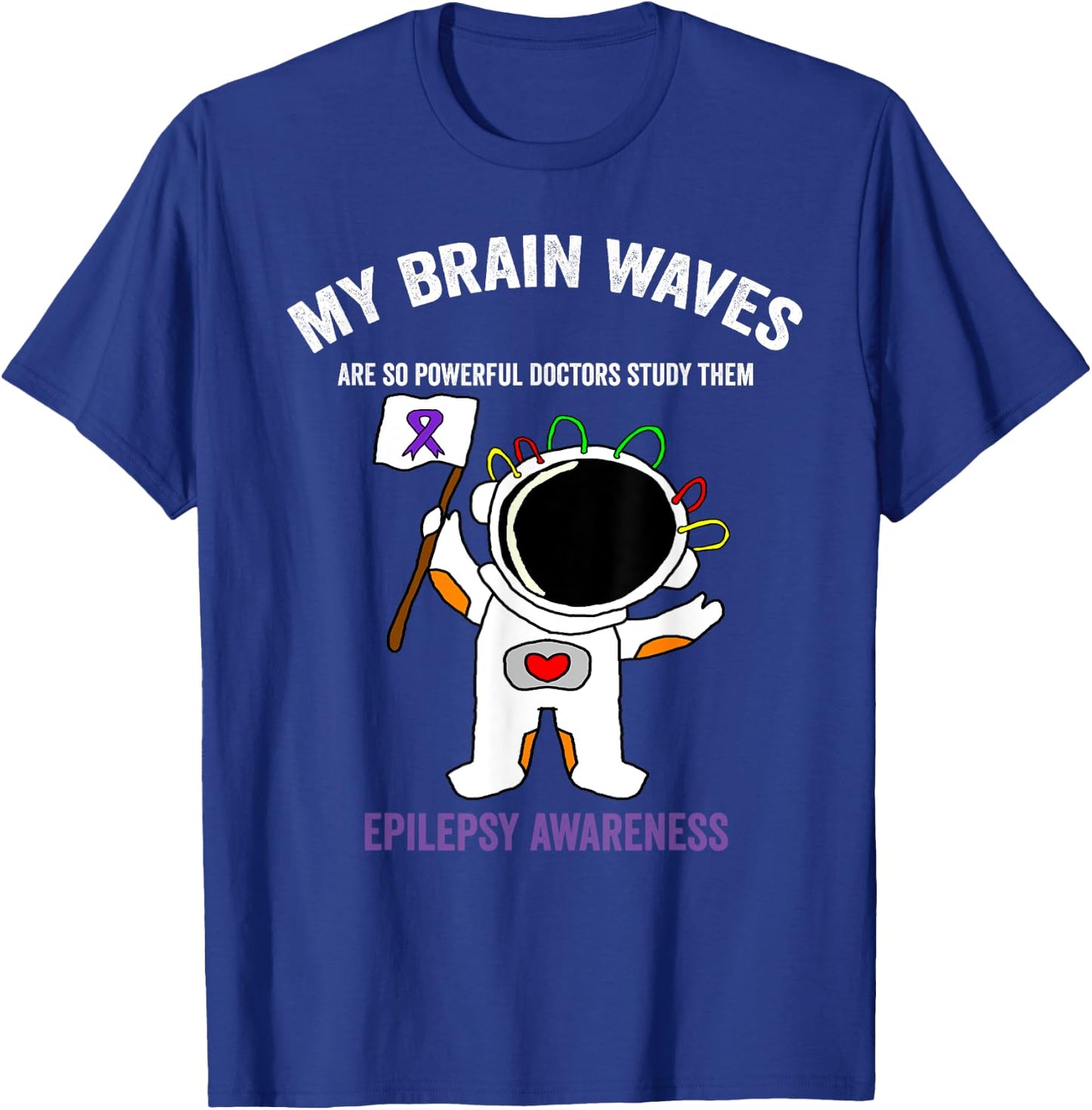 Epilepsy awareness purple ribbon - Space-themed Epilepsy T-Shirt - T-Shirt | Royal