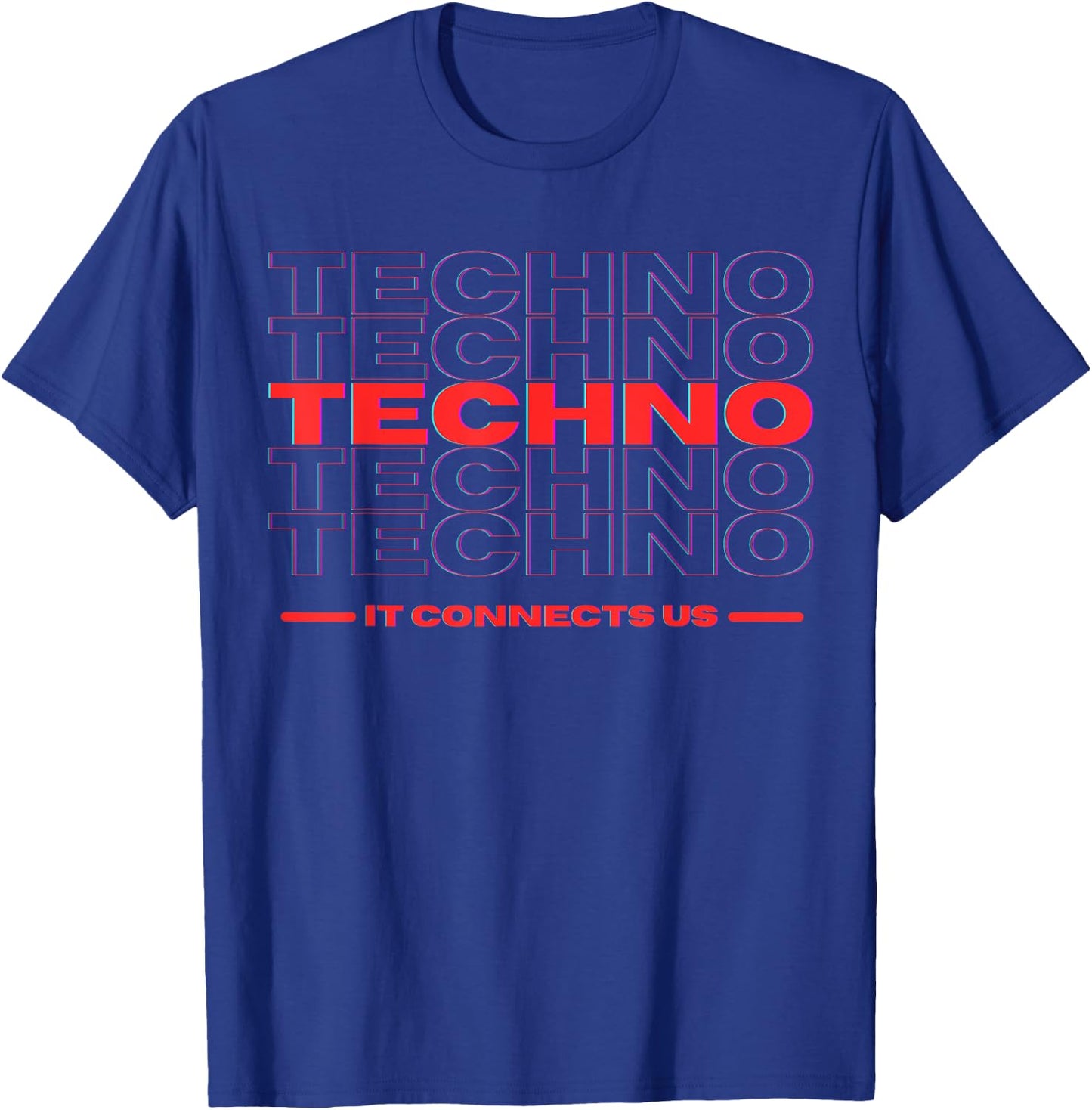 Techno It Connects Us Men's Women's Festival Rave EDM , black T-Shirt - T-Shirt | Royal