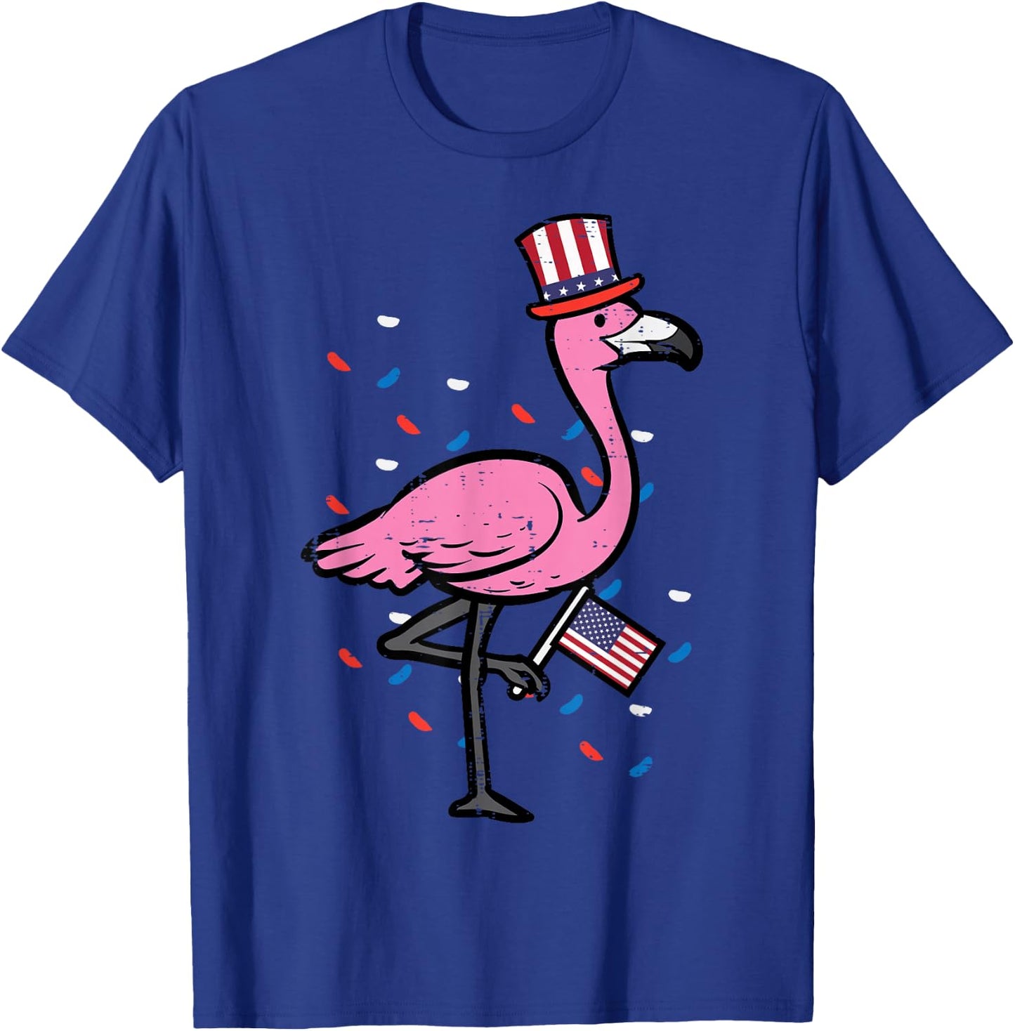 4th July Flamingo US Flag Bird Patriotic Women Girls Kid Men T-Shirt - T-Shirt | Royal