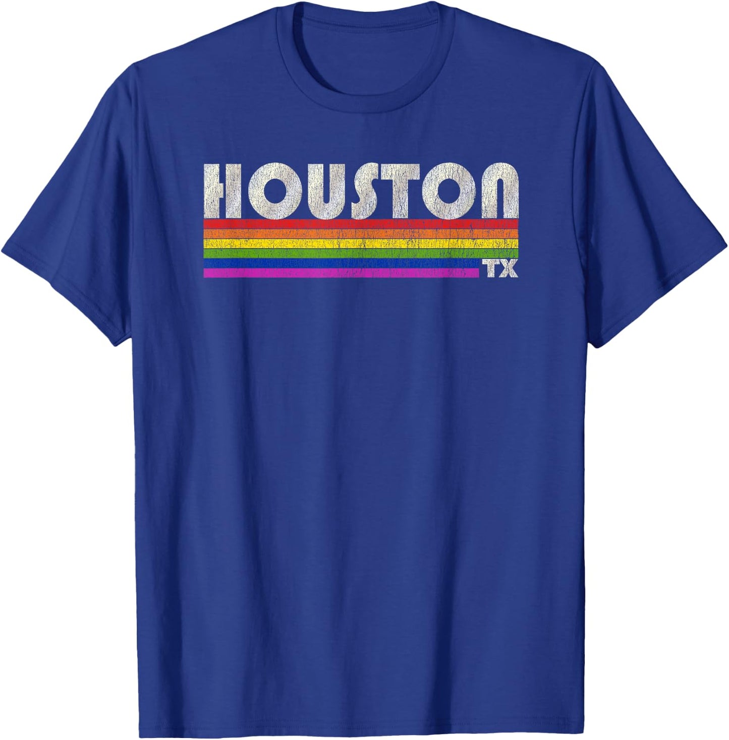 Vintage 80's Style Houston TX Gay Pride Month T-Shirt - T-Shirt | Royal