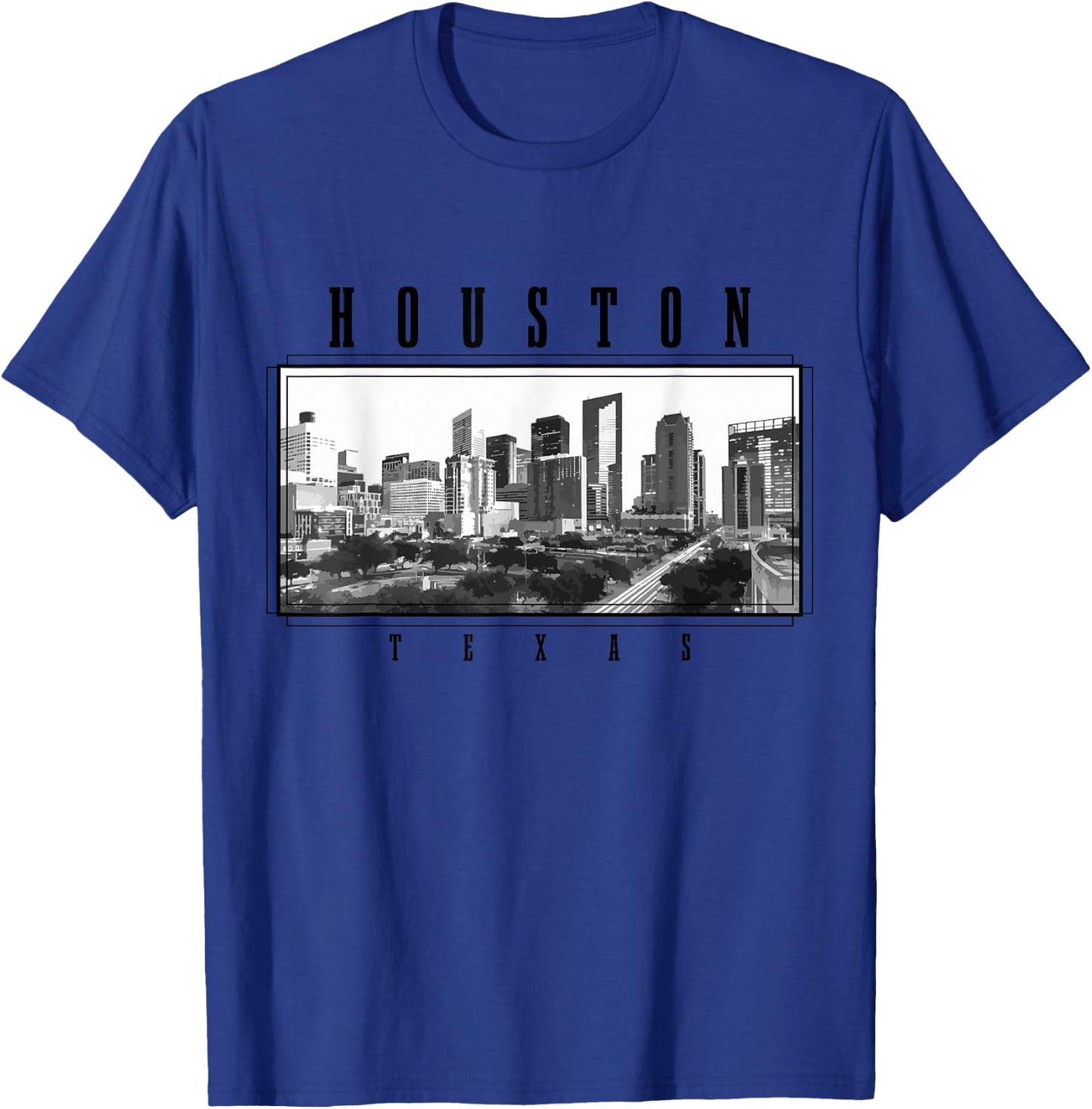 Houston Vintage Skyline Texas USA America Souvenir T-Shirt - T-Shirt | Royal