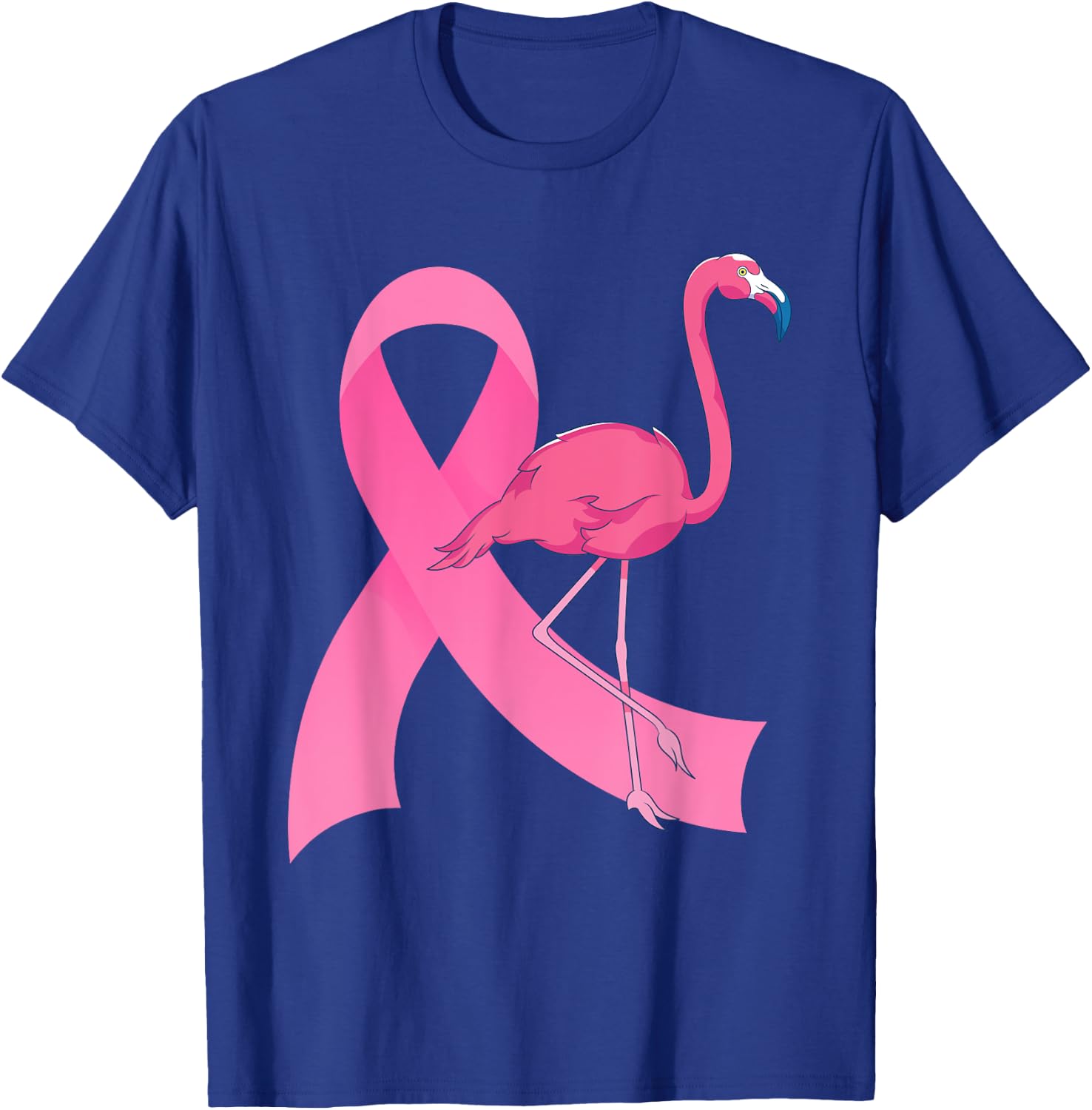 Exotic Animal Flamingo Pink Ribbon Breast Cancer Awareness T-Shirt - T-Shirt | Royal