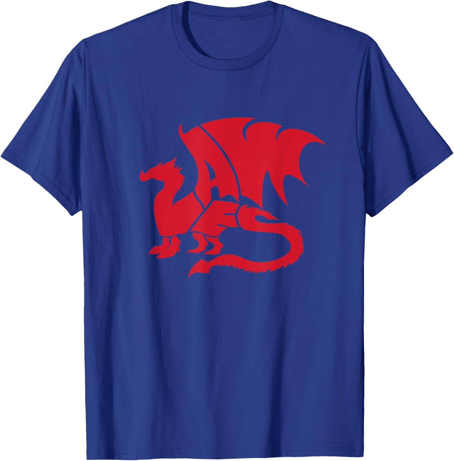 Welsh Dragon Wales Red Word Art - Cool Mythical Animal T-Shirt - T-Shirt | Royal