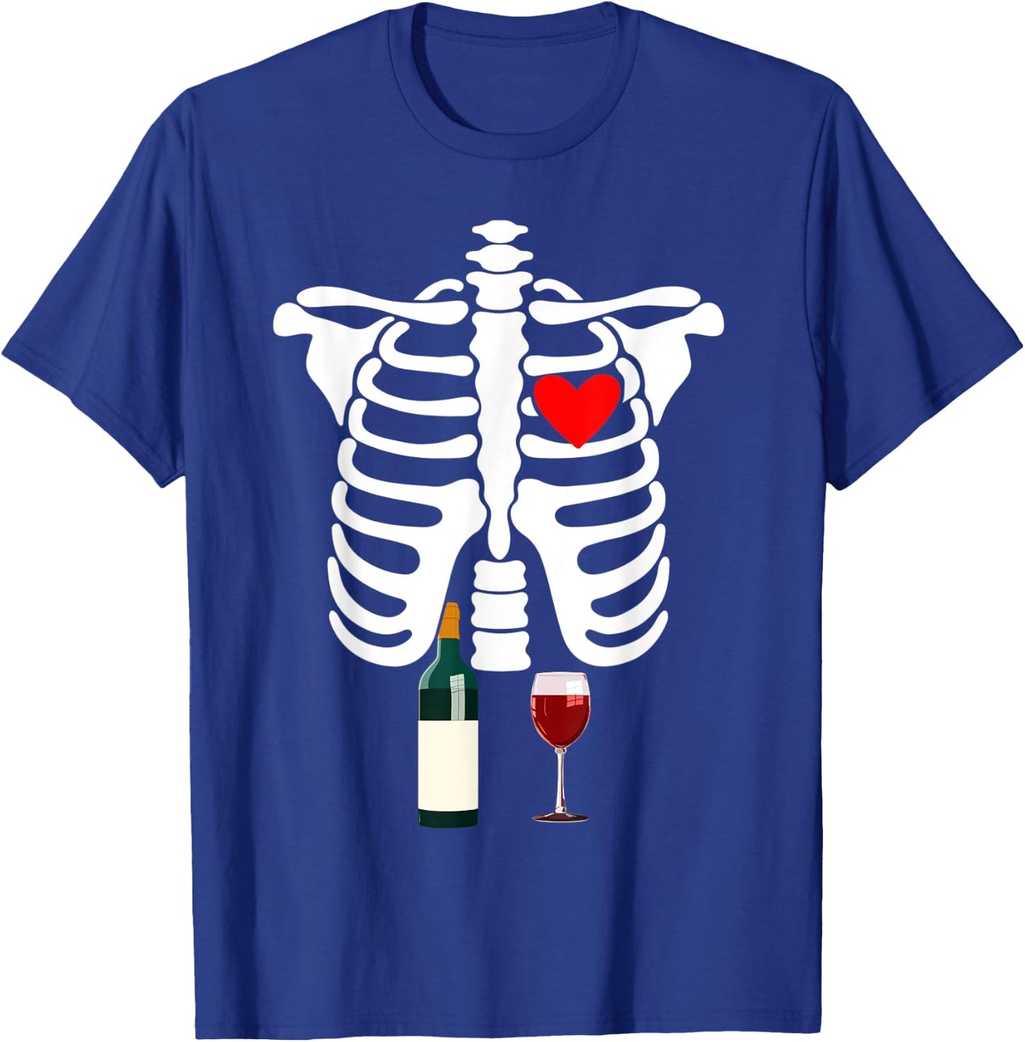 Rib Cage Skeleton X-Ray Drink Wine Halloween Costume T-Shirt - T-Shirt | Royal