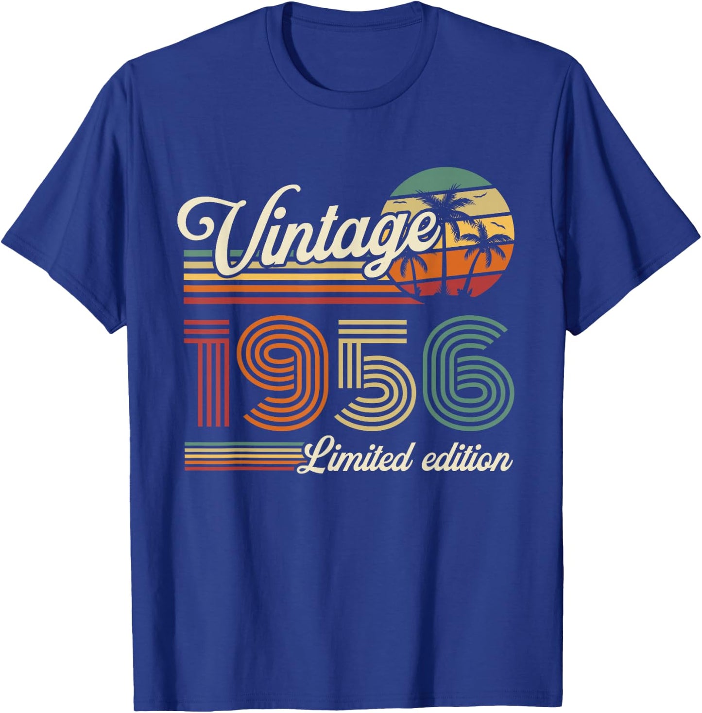 Vintage 1956 Birthday Gift 70 Years Men and Women T-Shirt - T-Shirt | Royal
