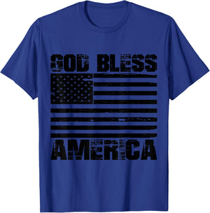 God Bless America Distressed USA flag T-Shirt - T-Shirt | Royal