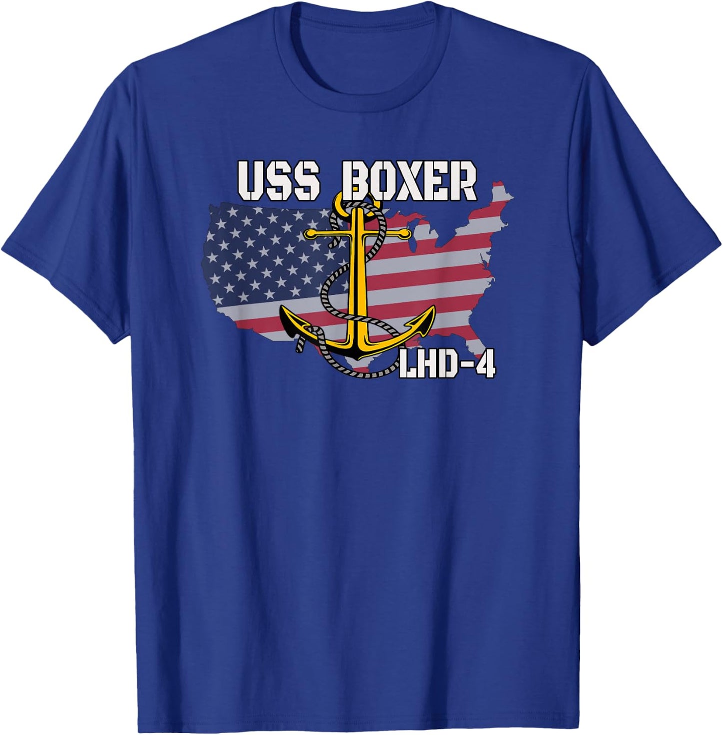 USS Boxer LHD-4 Landing Helicopter Dock Veterans Day Father T-Shirt - T-Shirt | Royal
