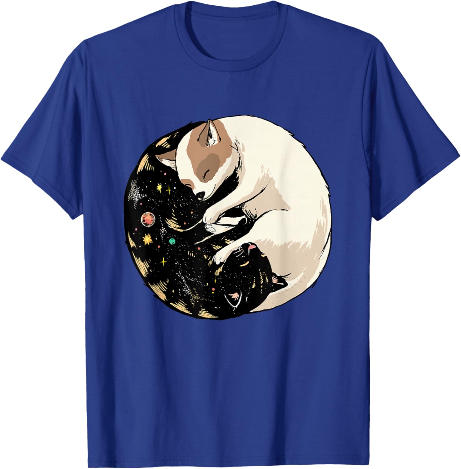Space Cat Dog Shirt Yin Yang Cat Dog Meditation Astronomy T-Shirt - T-Shirt | Royal