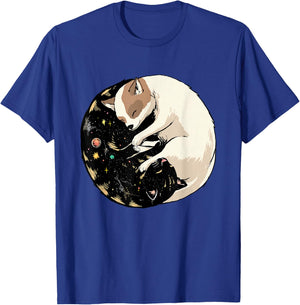 Space Cat Dog Shirt Yin Yang Cat Dog Meditation Astronomy T-Shirt - T-Shirt | Royal