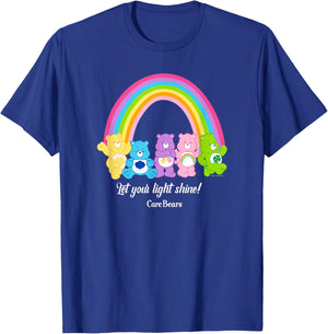 Care Bears Let Your Light Shine Vintage Rainbow Group Poster , black T-Shirt - T-Shirt | Royal