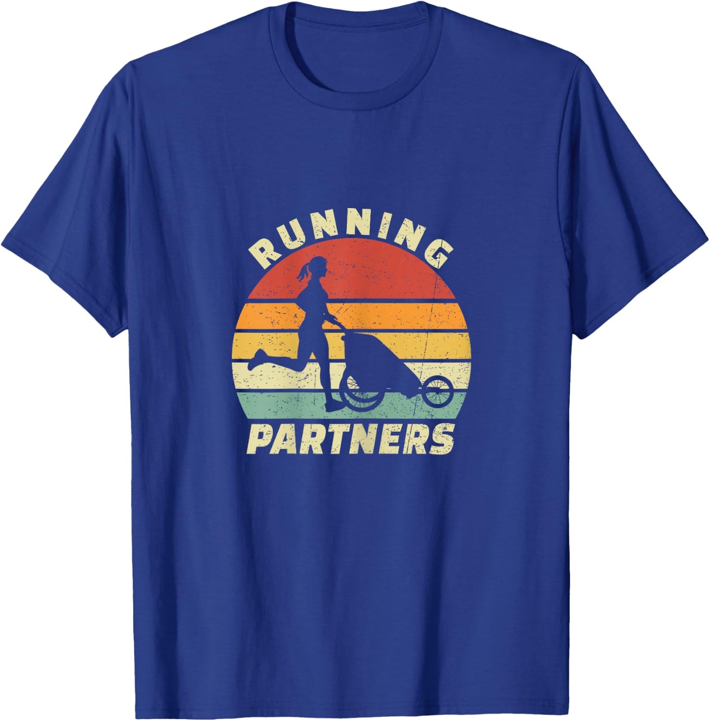 Vintage Running Partners Buggy Baby Stroller Mom Runner T-Shirt - T-Shirt | Royal