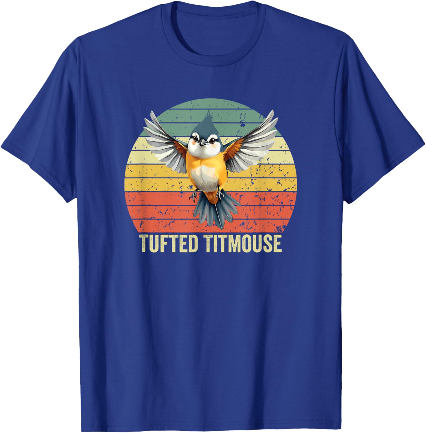 Tufted Titmouse Bird, Vintage Tufted Titmouse T-Shirt - T-Shirt | Royal