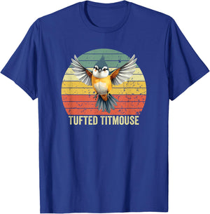 Tufted Titmouse Bird, Vintage Tufted Titmouse T-Shirt - T-Shirt | Royal
