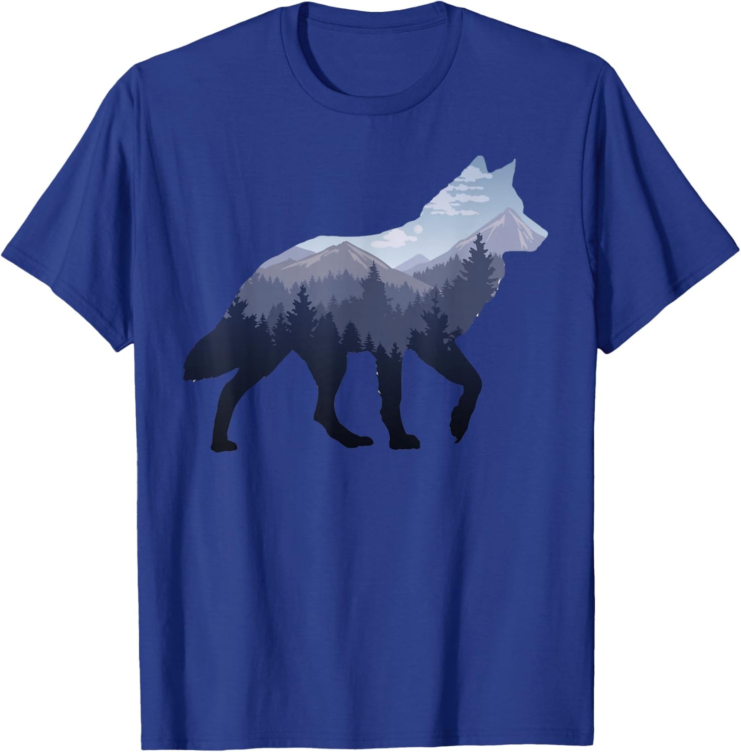Lone Wolf Survives The Mountain Silhouette Art T-Shirt - T-Shirt | Royal