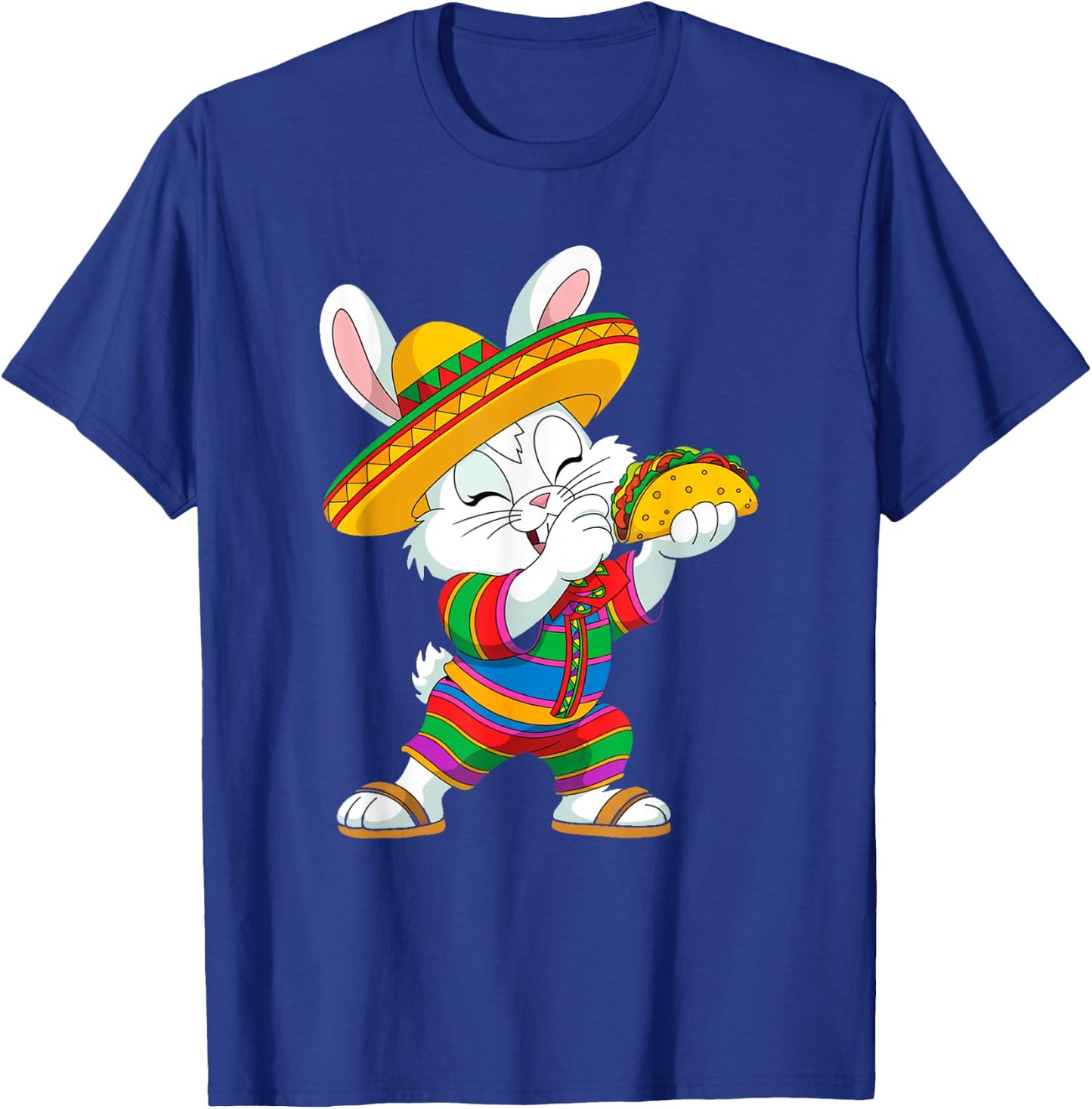 Mexican Bunny Taco Poncho Sombrero Hispanic Heritage Funny T-Shirt - T-Shirt | Royal