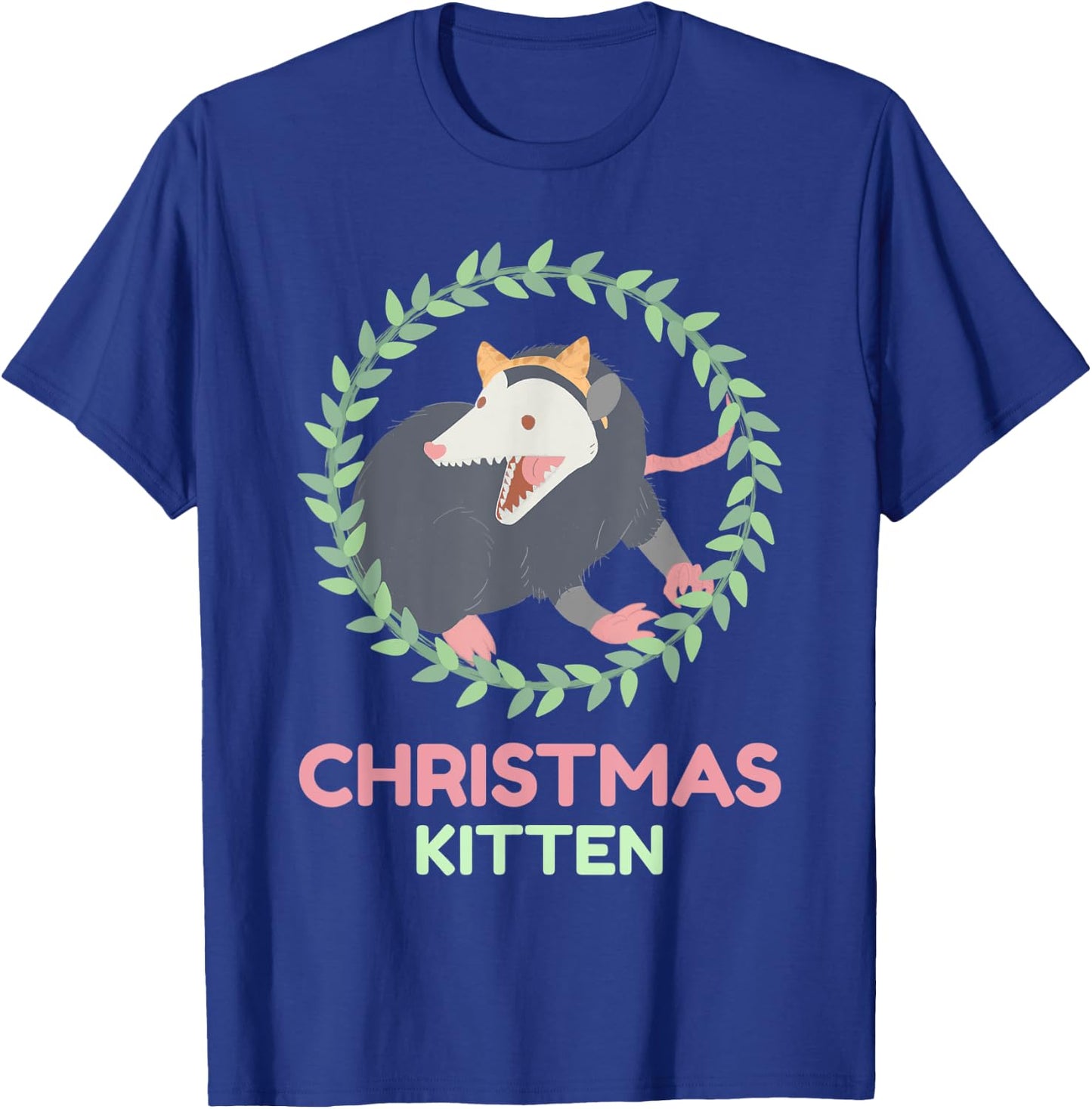 Xmas Possum Kitten - Creepy Cute Pastel Goth Christmas T-Shirt - T-Shirt | Royal
