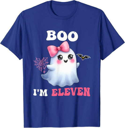 Boo I'm Eleven Cute Ghost 11th Birthday Funny Halloween Girl T-Shirt - T-Shirt | Royal