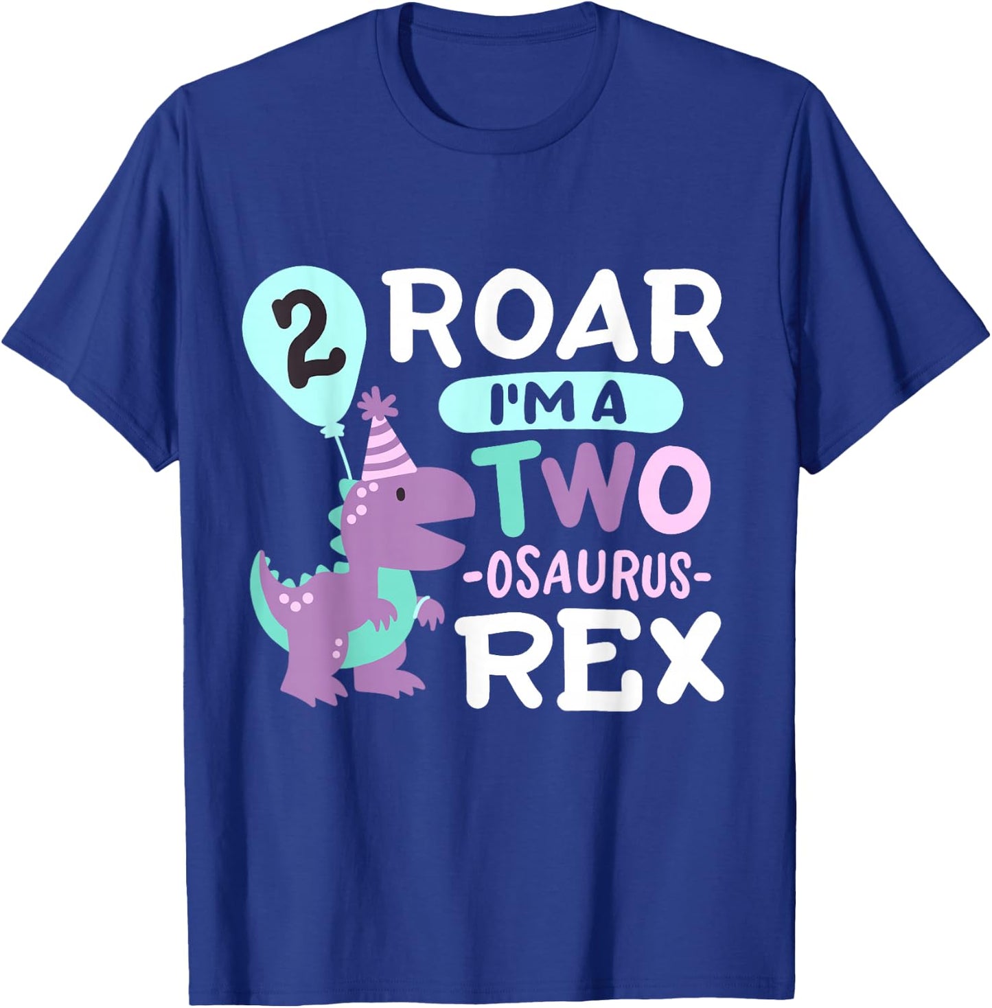 2nd Birthday Dinosaur T Rex Two Osaurus 2 Years Old Kids T-Shirt - T-Shirt | Royal
