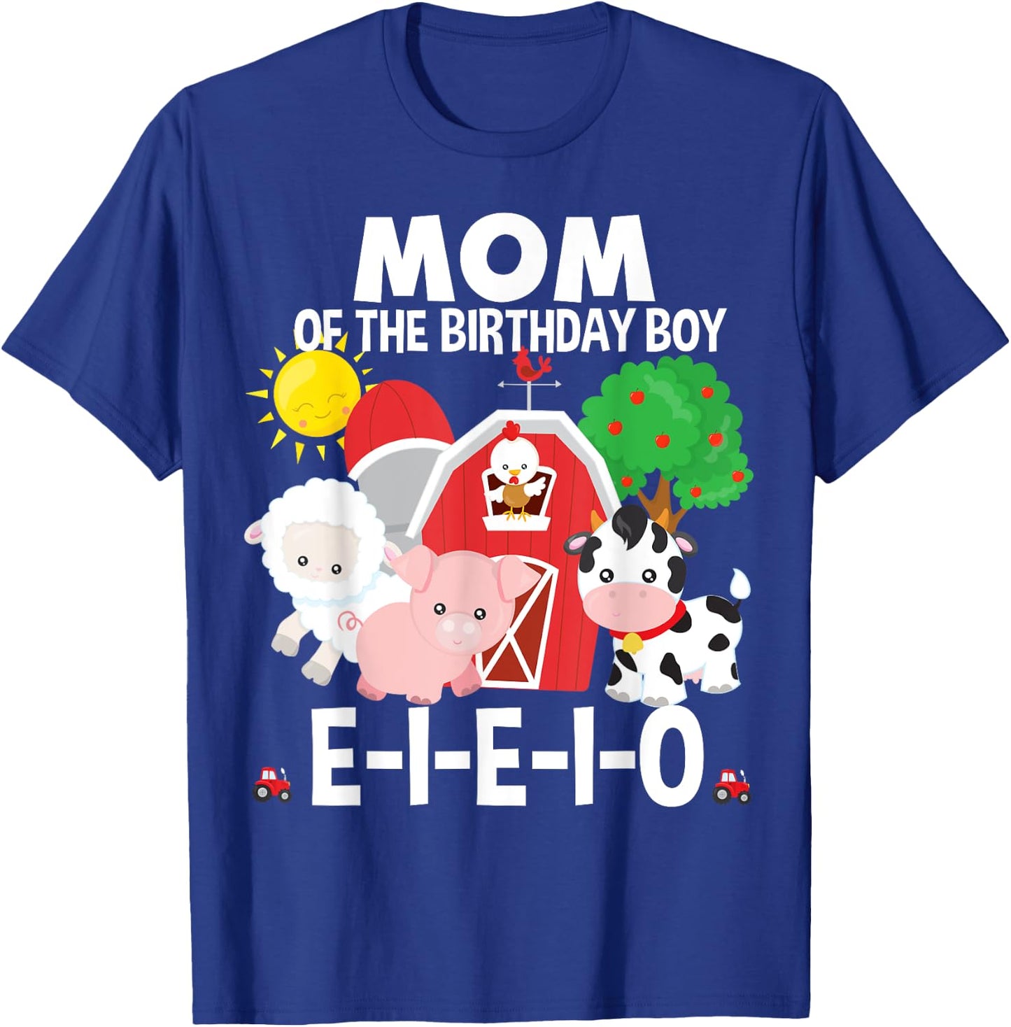 Mom Birthday Boy Old MacDonald Birthday Party Matching T-Shirt - T-Shirt | Royal