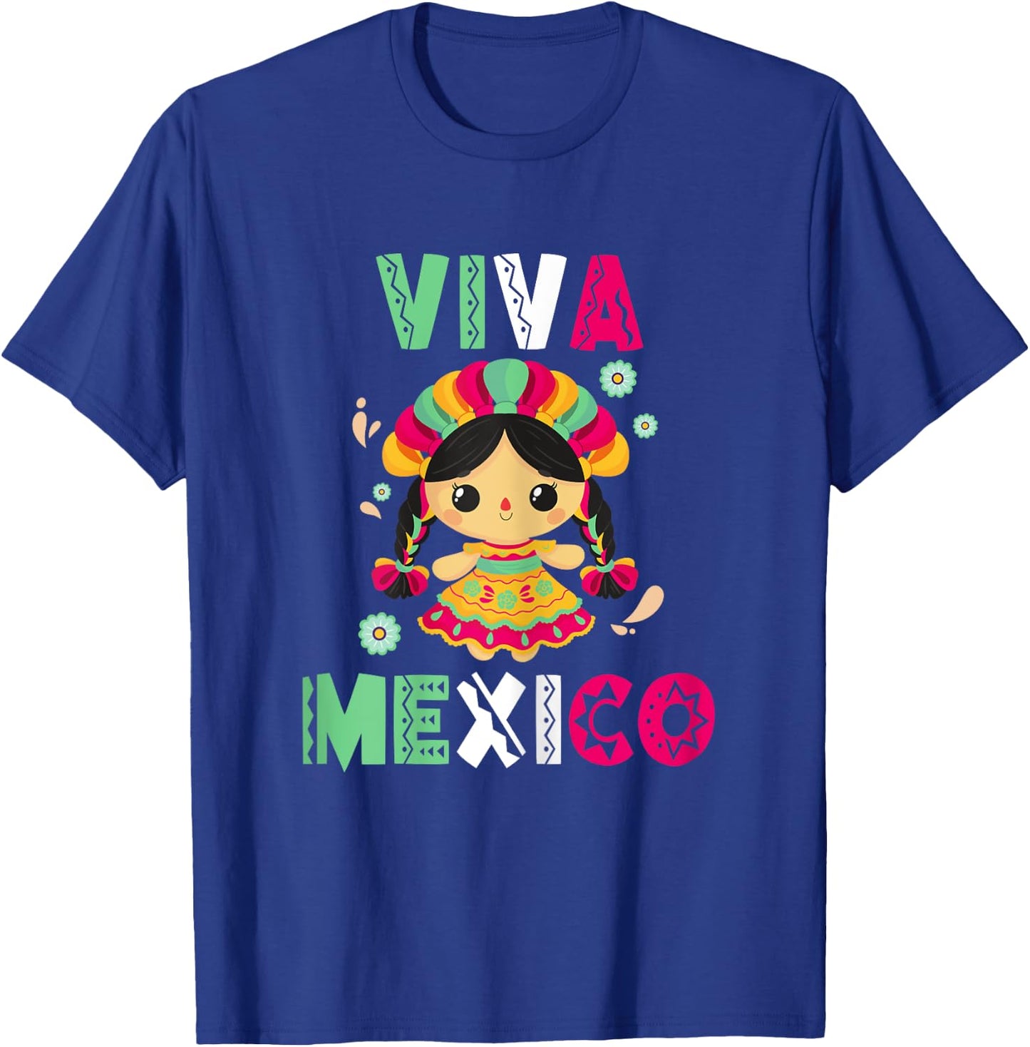 Viva Mexico-Shirt Women Little Girls Kids Mexican Mexicana T-Shirt - T-Shirt | Royal