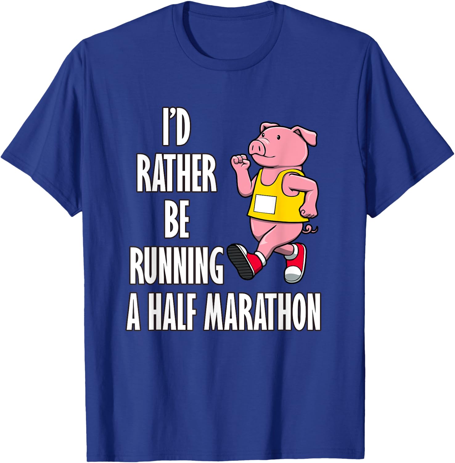Cute Pig Half Marathon Running Hobby Sports T-Shirt - T-Shirt | Royal