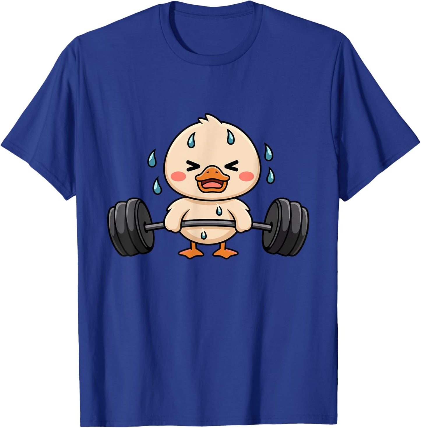 Cute Workout Duck Lifting Weights T-Shirt - T-Shirt | Royal