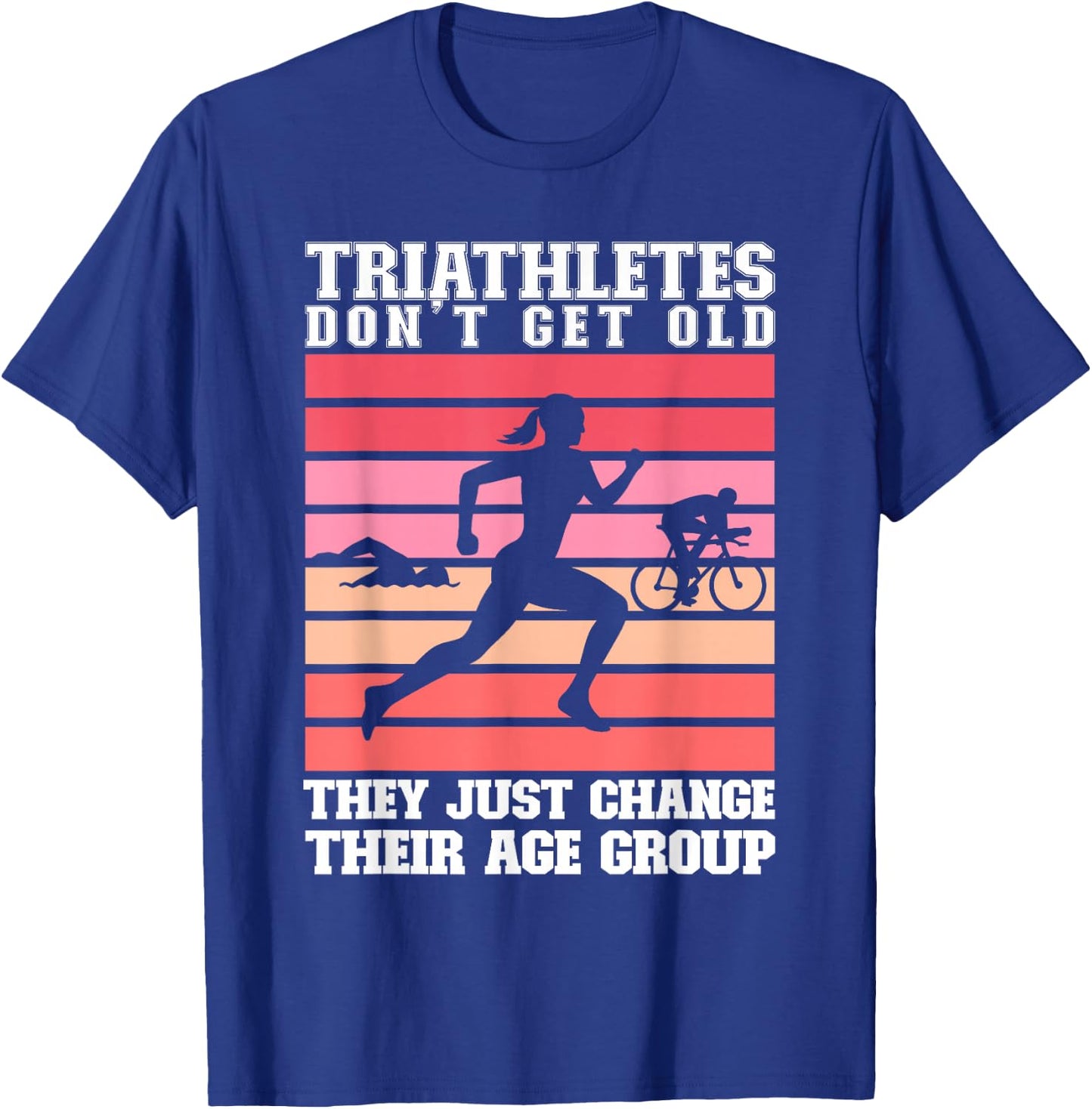 Women Triathletes Swim Bike Run Age Group Triathlon T-Shirt - T-Shirt | Royal